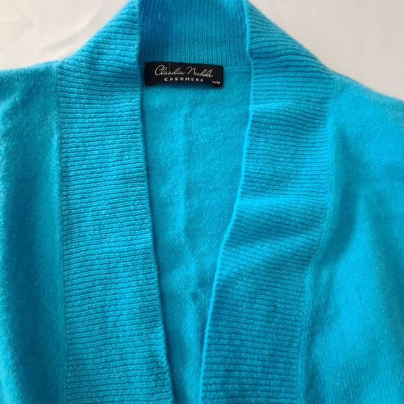 Womens Claudia Nichole 100% Cashmere Bolero Cardigan Blue Medium Coquette - Picture 3 of 10